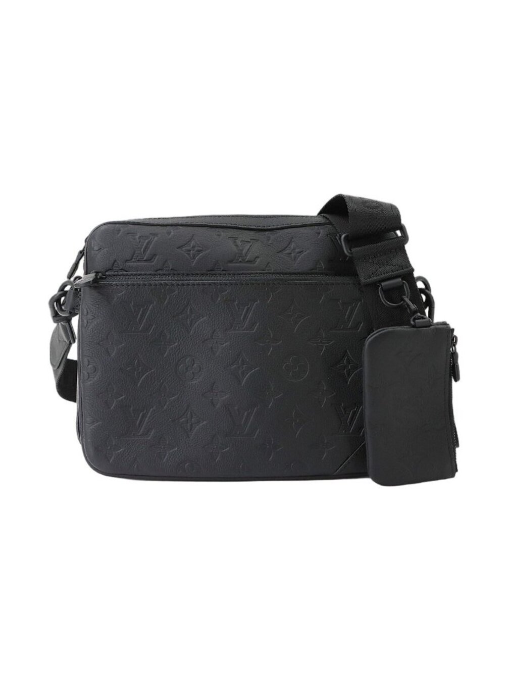 Louis Vuitton Monogram Shadow Trio Messenger Shoulder Bag Noir